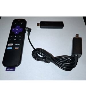 Roku Streaming Stick (6th Generation) 3800X Stick Remote Charger Used.
